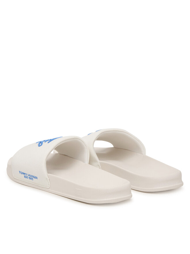 Tommy Hilfiger Pantoletten Tommy Hilfiger Logo Embroidery Canvas Pool Slides FM0FM05858 Weiß