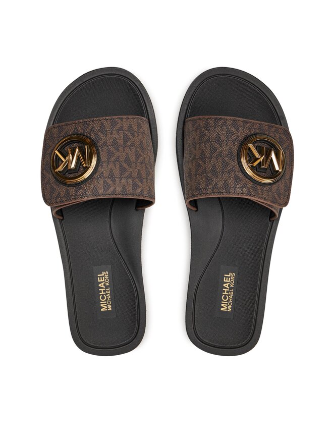 MICHAEL Michael Kors Pantoletten MICHAEL Michael Kors Mk Charm Slide 40R4MKFA1B Braun