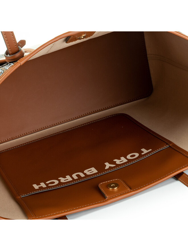 Tory Burch Сумка Tory Burch Gemini Link Canvas Tote 53303 Коричневий