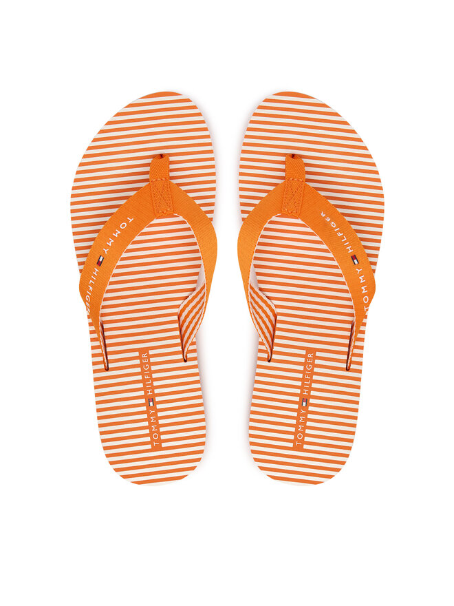Tommy Hilfiger Zehentrenner Tommy Hilfiger Th Ithaca Stripe Summer Sandal FW0FW09192 Orange