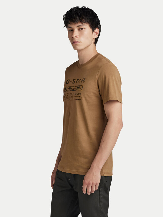 G-Star Raw G-Star Raw T-Shirt Distressed D24420-336-7172 Braun Slim Fit