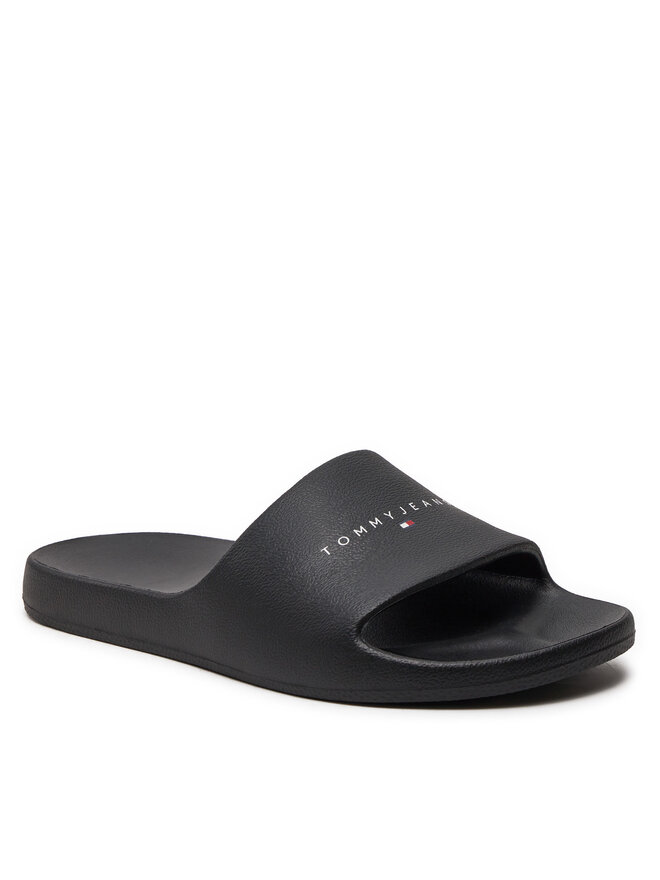 Tommy Jeans Klapki Tommy Jeans Tjw Printed Pu Pool Slide EN0EN02693 Czarny