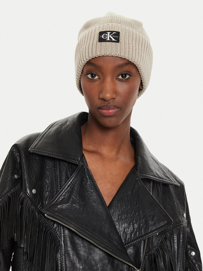 Calvin Klein Czapka Calvin Klein Mono Logo Patch K60K612382 Beżowy