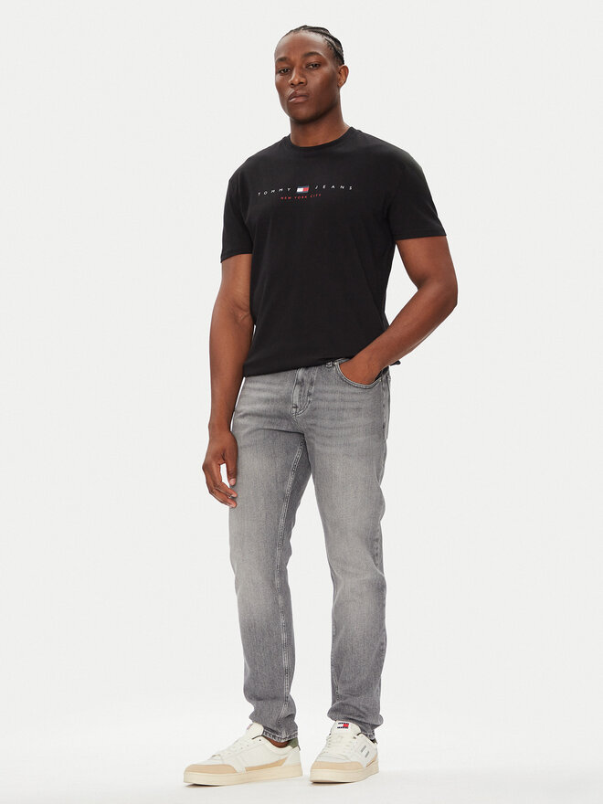 Tommy Jeans Tommy Jeans Marškinėliai Flag Linear DM0DM21911 Juoda Regular Fit