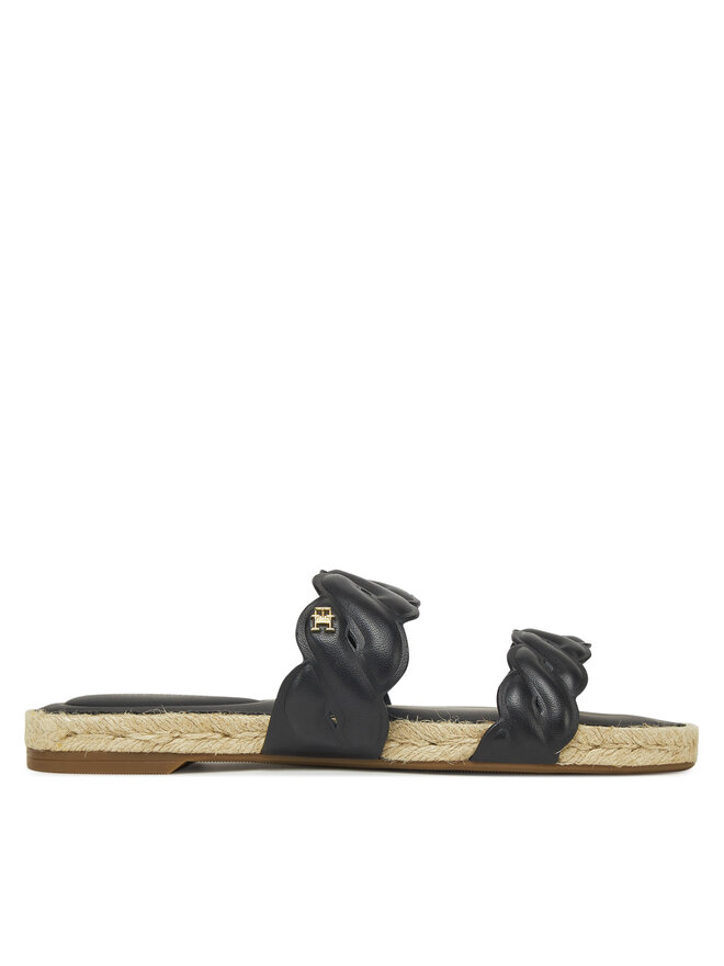 Tommy Hilfiger Εσπαντρίγιες Tommy Hilfiger Leather Rope Espadrille Mule FW0FW08503 Μαύρο