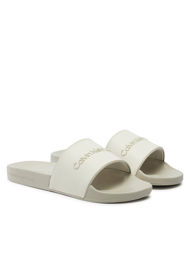 Calvin Klein Jeans Παντόφλες Calvin Klein Jeans Slide Instituitional Mtr YW0YW01508 Εκρού