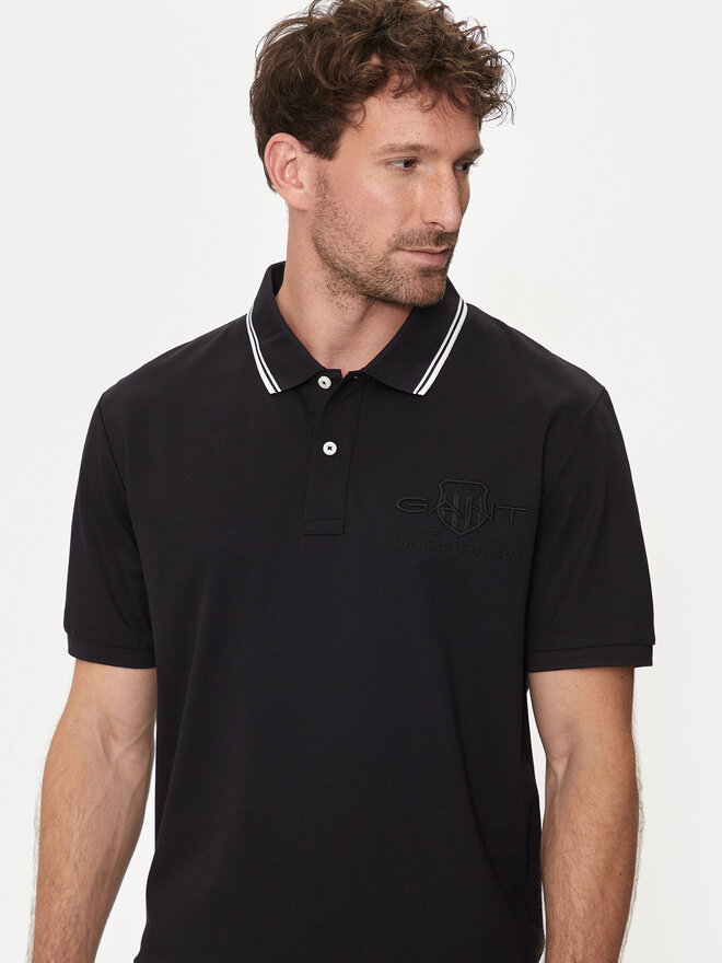 Gant Gant Polo marškinėliai Contrast 2013039 Juoda Regular Fit