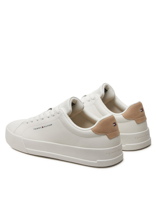 Tommy Hilfiger Sneakers Tommy Hilfiger Th Court Leather Grain Ess FM0FM05297 Écru