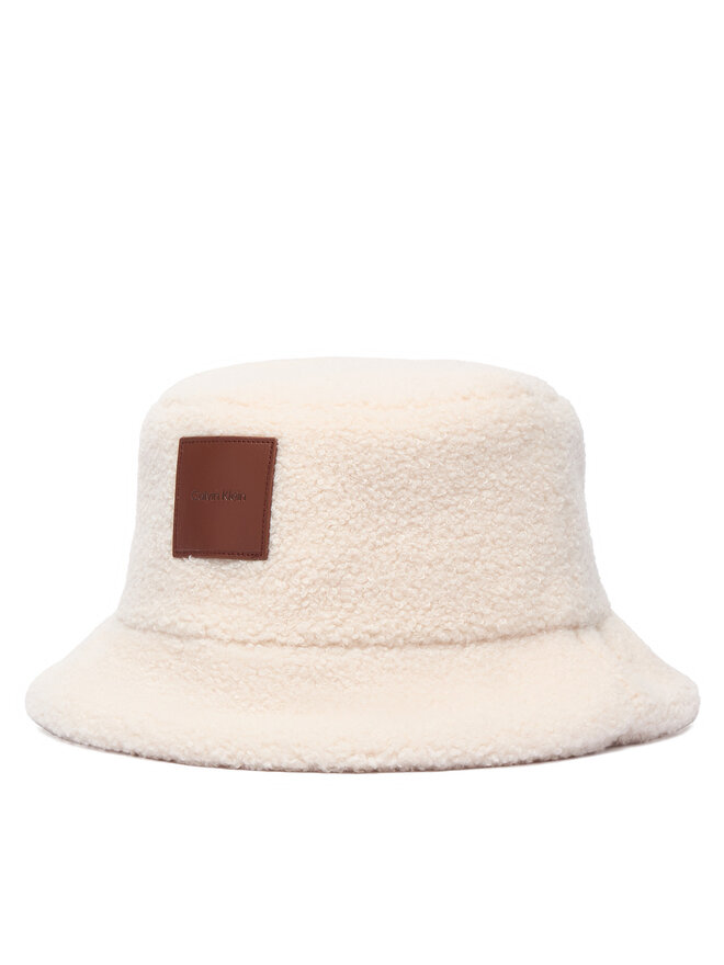 Calvin Klein Hut Calvin Klein All-Over Sherpa W/ Patch Bucket LV04F5097G Creme