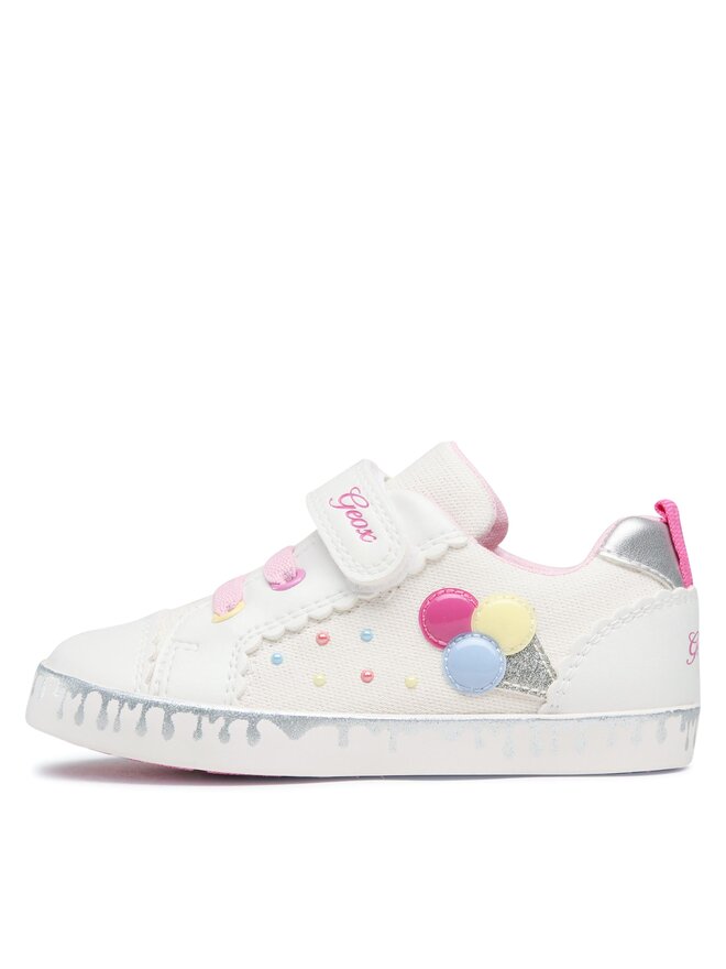 Geox Kilwi Girl B - Baskets Semi-Montantes Respirantes Pour Fille Bébé En Cuir Velours Et Effet Nacré