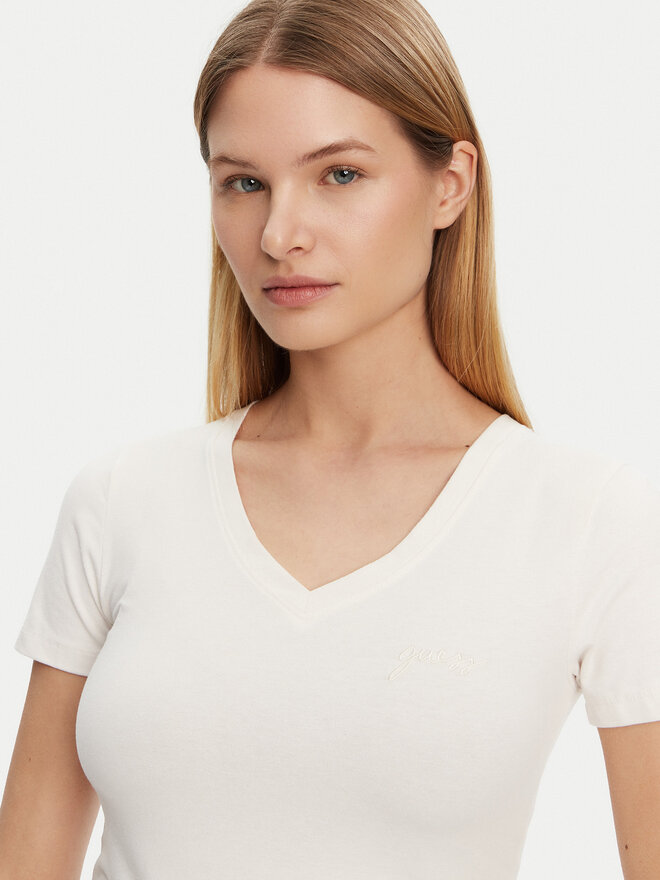 Guess Guess Camiseta O5GI00 KBBU1 Écru Boxy Fit