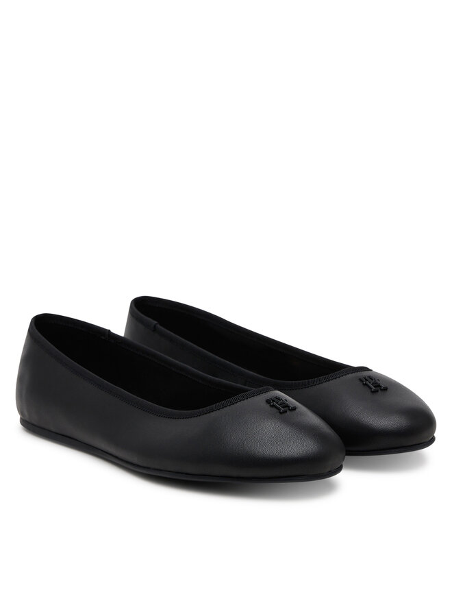 Tommy Hilfiger Baleriny Tommy Hilfiger Th Hardware Leather Ballerina FW0FW08654 Czarny