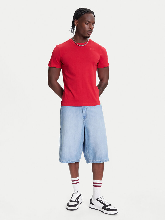 Kappa Kappa T-Shirt Logo Korpo Cafers 304J150 Dunkelrot Slim Fit