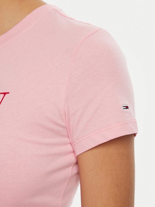 Tommy Jeans Tommy Jeans Marškinėliai Essential DW0DW19447 Rožinė Slim Fit