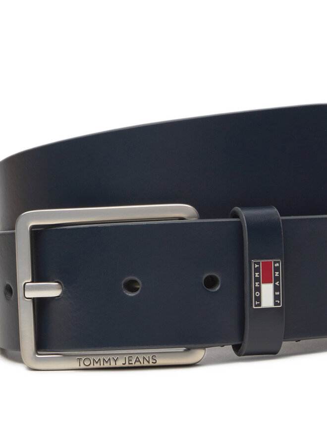 Tommy Jeans Pánský pásek Tommy Jeans Tjm Flag Leather 4.0 AM0AM12420 Tmavomodrá