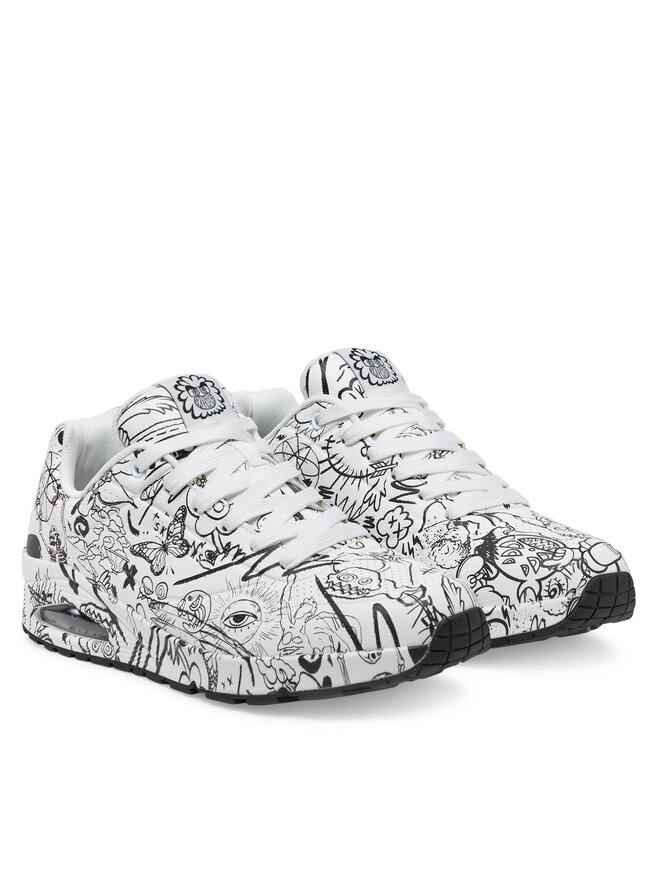 Skechers Сникърси Skechers UNO Printed Lace-Up 183501/WBK Бял