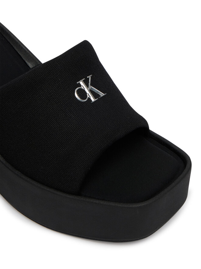 Calvin Klein Pantoletten Calvin Klein Wedge 70 Sndl Canv Mg HW0HW03134 Schwarz