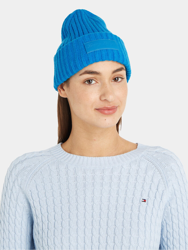 Tommy Hilfiger Czapka Tommy Hilfiger Tommy Twist Beanie AW0AW15325 Niebieski