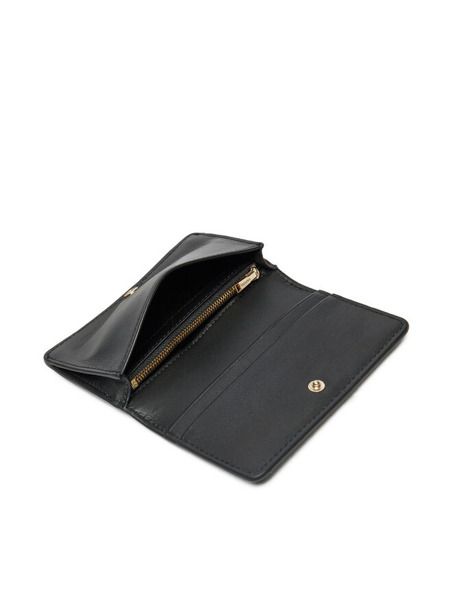 Tommy Hilfiger Liels sieviešu maks Tommy Hilfiger Luxe Leather Med Flap AW0AW16576 Melns