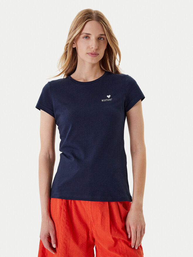 Mustang Mustang T-Shirt Loa 1016509 Dunkelblau Slim Fit