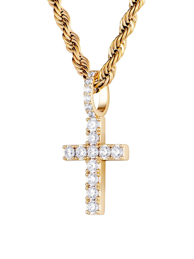 ICED STUFF Ciondolo ICED STUFF Micro Diamond Cross Oro