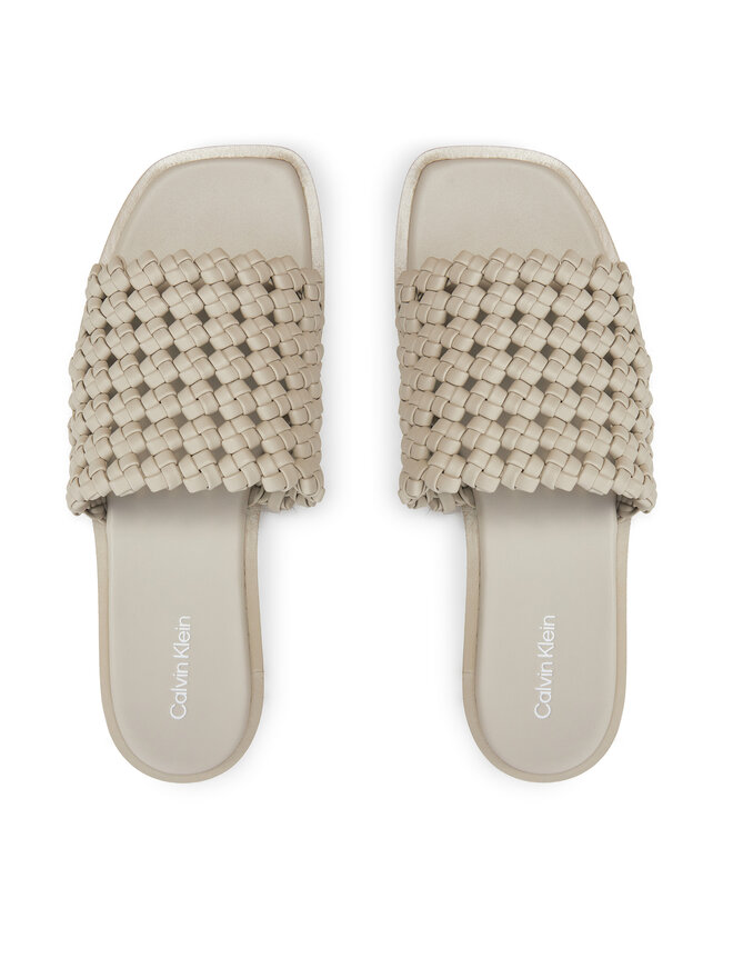 Calvin Klein Pantoletten Calvin Klein Flat Slide Latt HW0HW02143 Beige