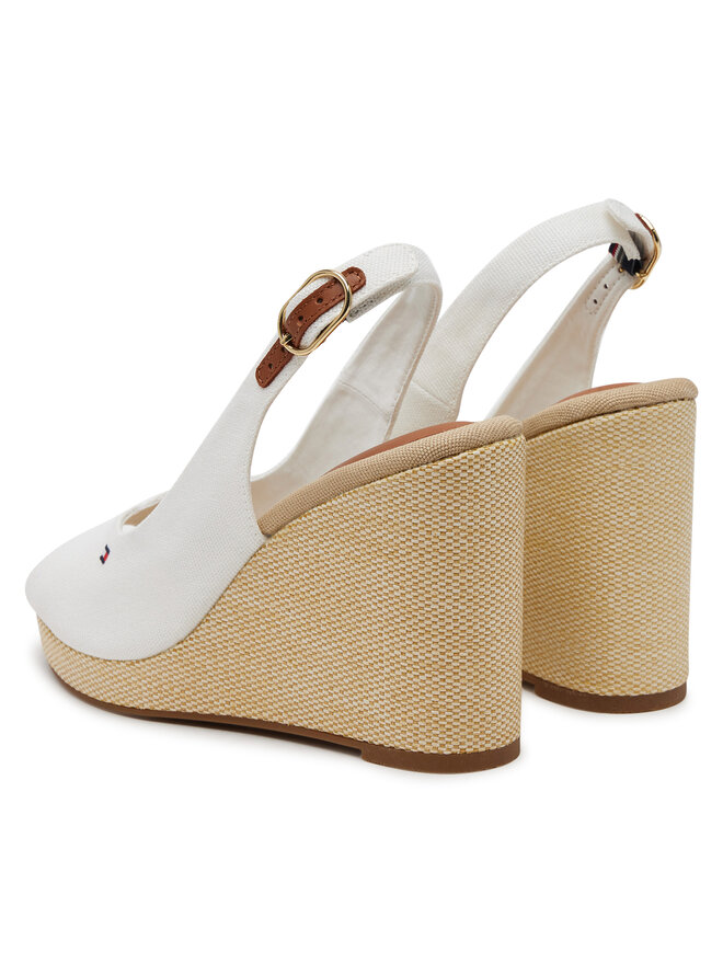 Tommy Hilfiger Espadrilles Tommy Hilfiger Flag High Wedge Espad Slingback FW0FW08597 Fehér