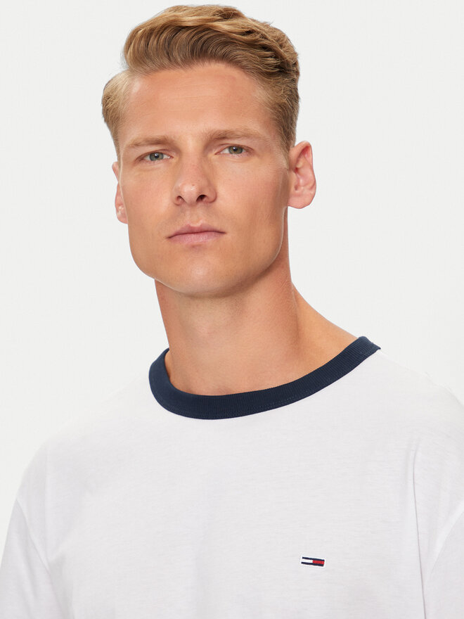 Tommy Jeans Tommy Jeans T-Shirt Flag Ringer DM0DM19730 Weiß Slim Fit