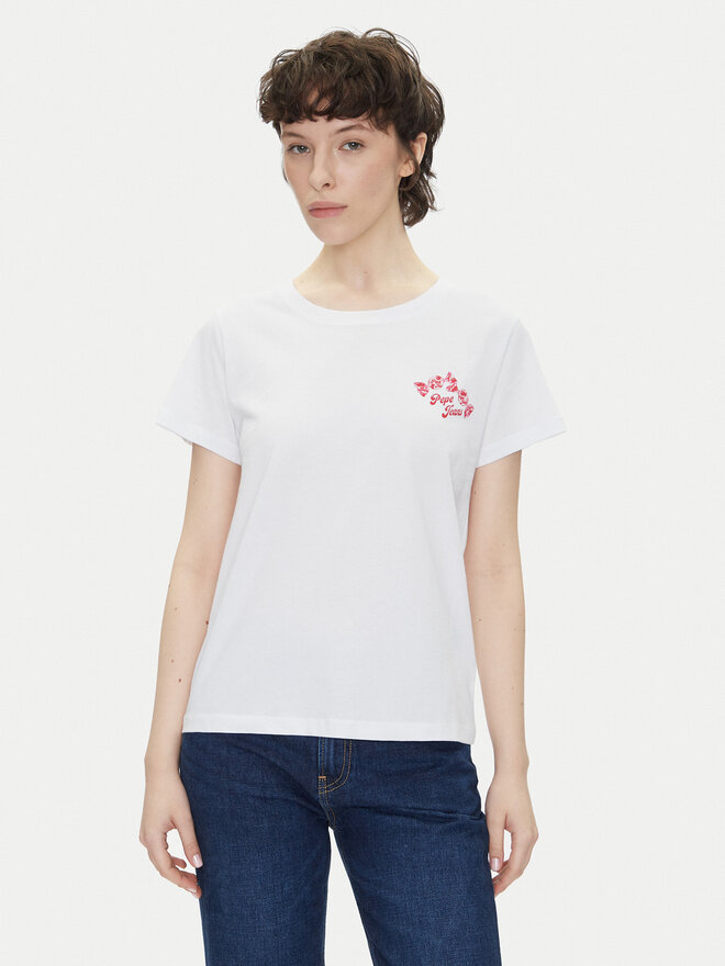 Pepe Jeans Pepe Jeans Marškinėliai Rosey PL506070 Balta Regular Fit