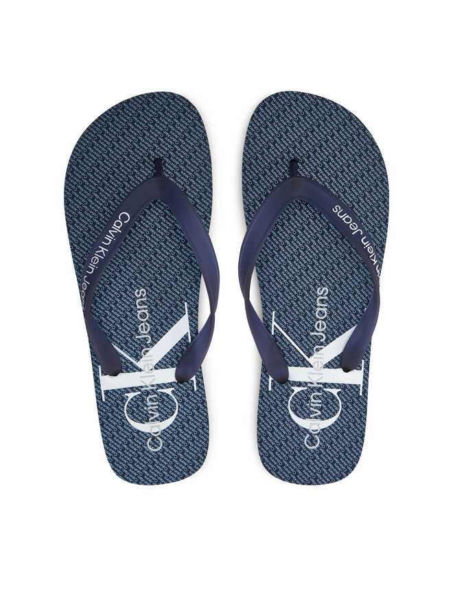 Calvin Klein Jeans Japonki Calvin Klein Jeans Beach Sandal Glossy YM0YM00952 Granatowy
