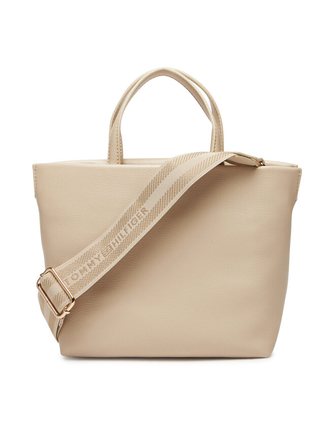 Tommy Hilfiger Ročna torba Tommy Hilfiger Th Logotape Mini Tote AW0AW17694 Bež