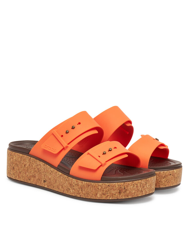 Crocs Παντόφλες Crocs Brooklyn Cork Buckle 211252 Πορτοκαλί