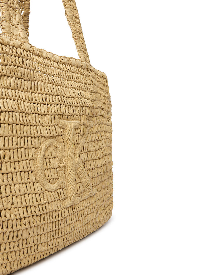 Calvin Klein Handtasche Calvin Klein Bold Ck Raffia Medium Tote LV04F3447G Beige