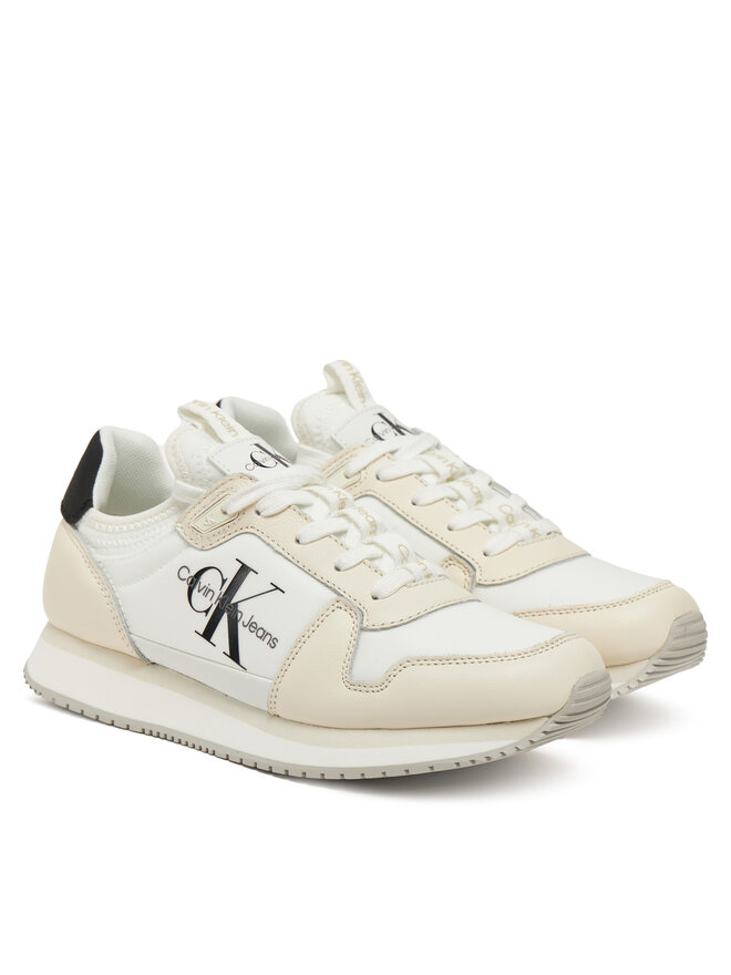 Calvin Klein Jeans Sneakersy Calvin Klein Jeans Runner Sock Laceup Ml Lth YW0YW01616 Biały