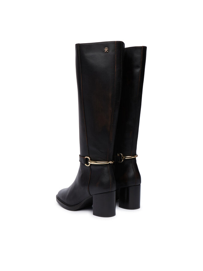 Tommy Hilfiger Stiefel Tommy Hilfiger Th Stud Heel Riding Knee Boot FW0FW09551 Dunkelbraun