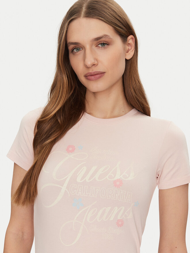 Guess Jeans Guess Jeans Marškinėliai W5GI24 J1314 Smėlio Regular Fit