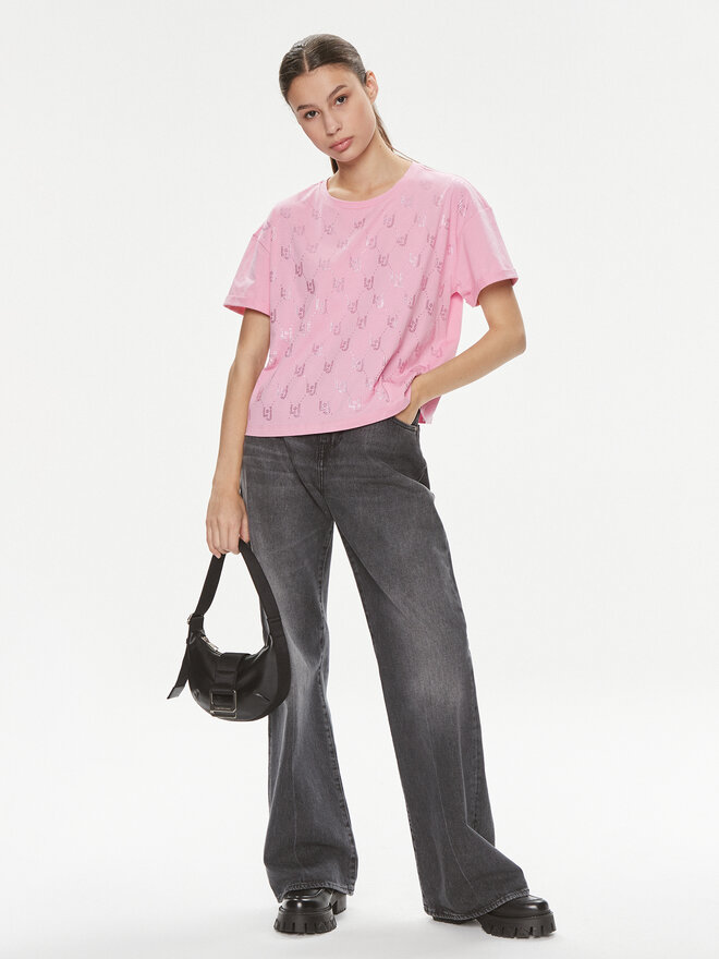 Liu Jo Liu Jo Marškinėliai Moda M/C MA4326 J5904 Rožinė Relaxed Fit