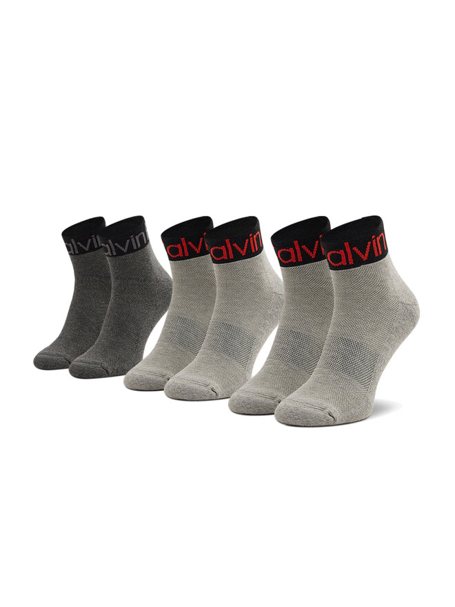Calvin Klein Súprava 3 párov nízkych členkových ponožiek Calvin Klein 701218722 Sivá