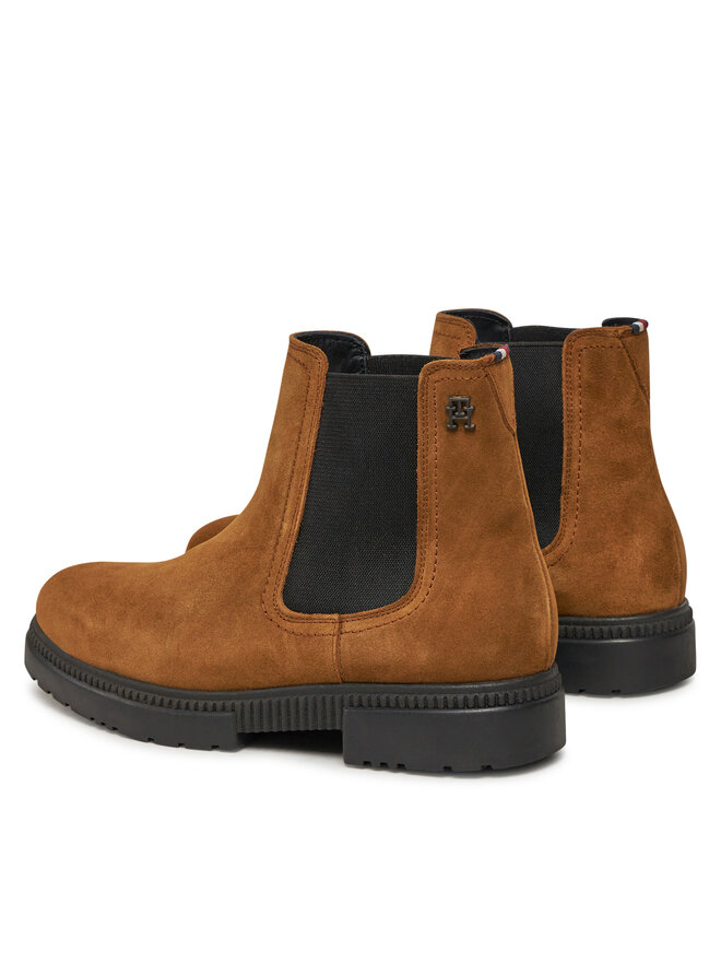 Tommy Hilfiger Боти тип челси Tommy Hilfiger Casual Cleated Suede Chelsea FM0FM05037 Кафяв