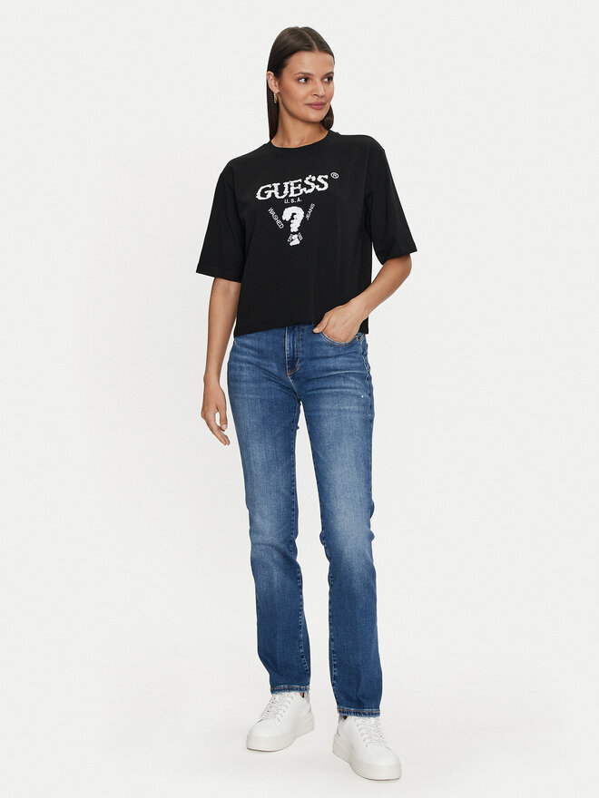 Guess Guess Camiseta Aurelie V4YI06 I3Z14 Negro Boxy Fit