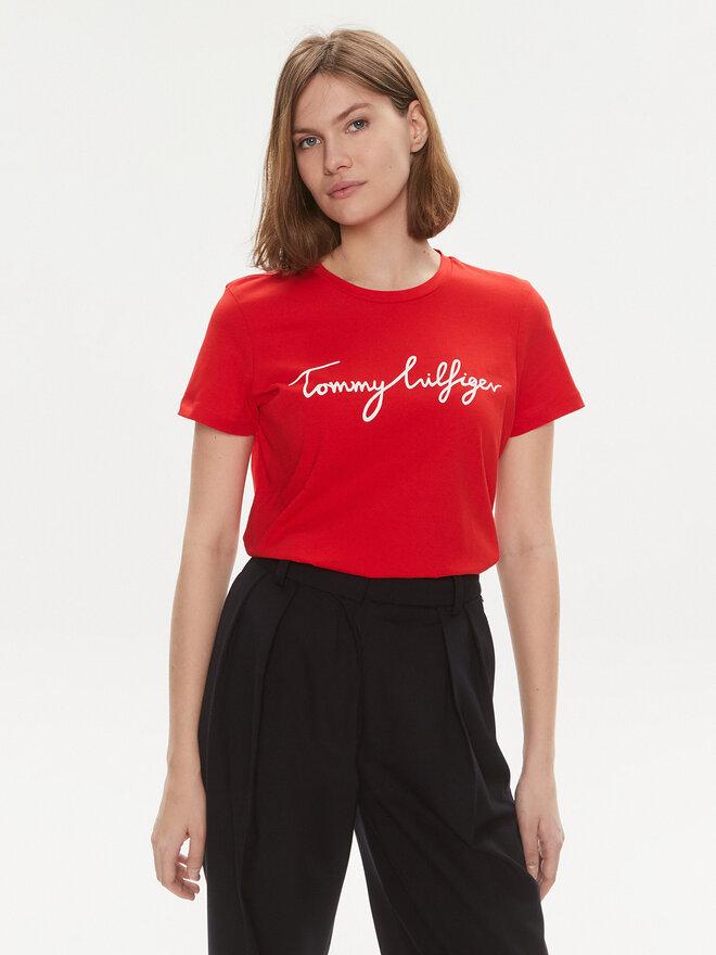 Tommy Hilfiger Tommy Hilfiger Marškinėliai Signature WW0WW41674 Raudona Regular Fit