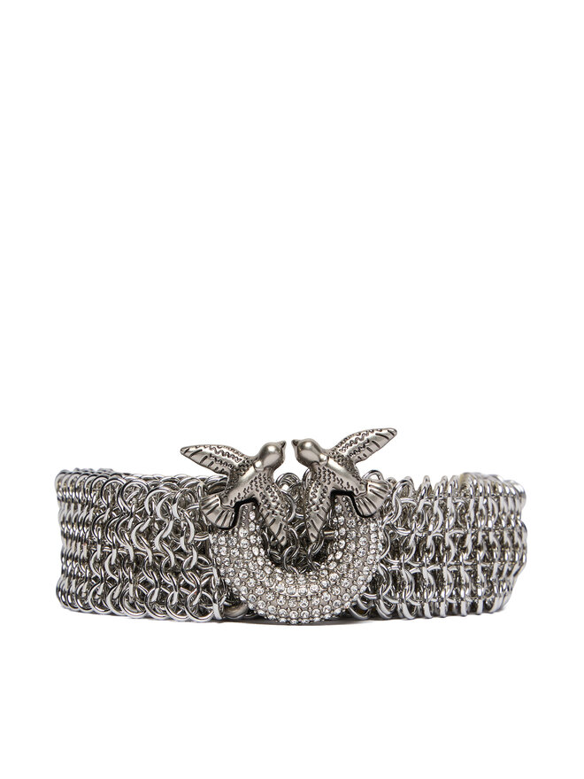 PINKO Damengürtel PINKO Strass Buckle Belt H2 105878 A2X8 Silberfarben