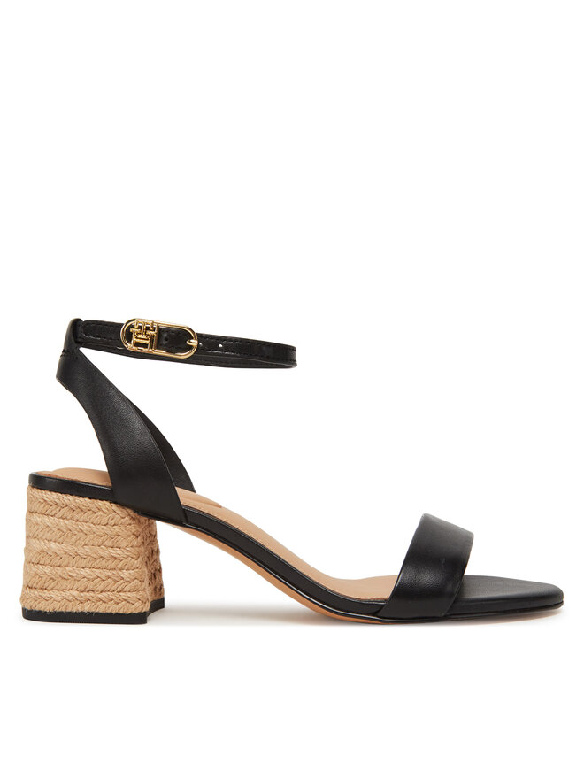 Tommy Hilfiger Espadrilky Tommy Hilfiger Leather Ankle Strap Espad Sandal FW0FW08533 Černá