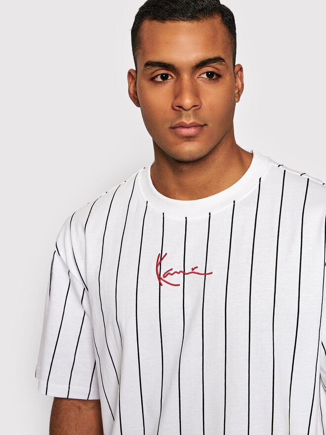 Karl Kani Karl Kani Marškinėliai Signature Pinstripe 6030152 Balta Regular Fit