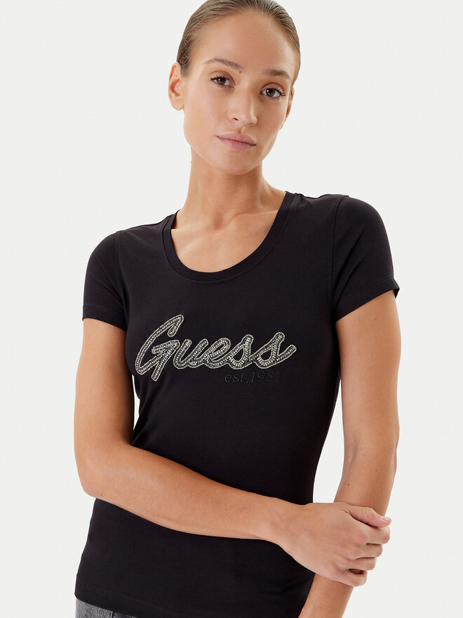 Guess Guess Marškinėliai W5YI16 J1314 Juoda Regular Fit