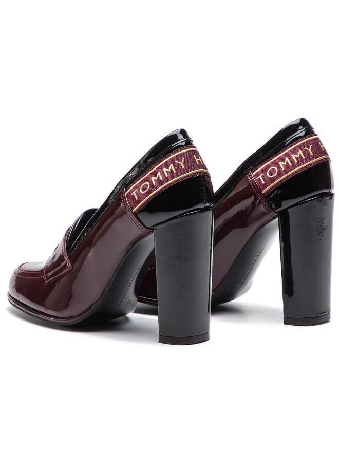 Tommy Hilfiger Halbschuhe Tommy Hilfiger Iconic Patent Loafer FW0FW04003 Dunkelrot