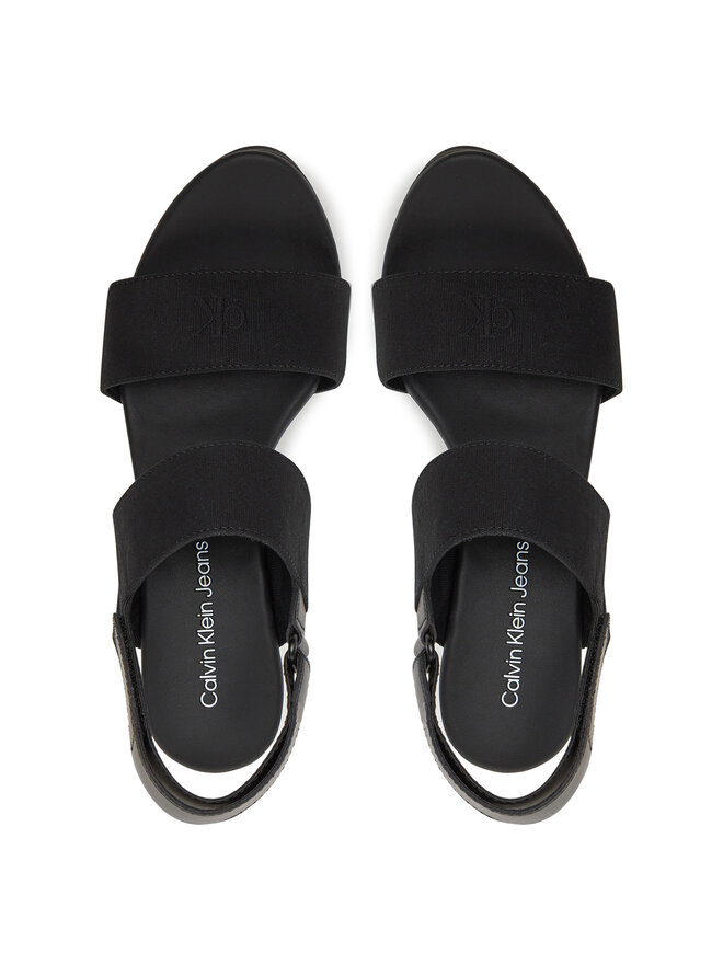 Calvin Klein Jeans Sandały Calvin Klein Jeans Wedge Sandal Webbing In YW0YW01790 Czarny