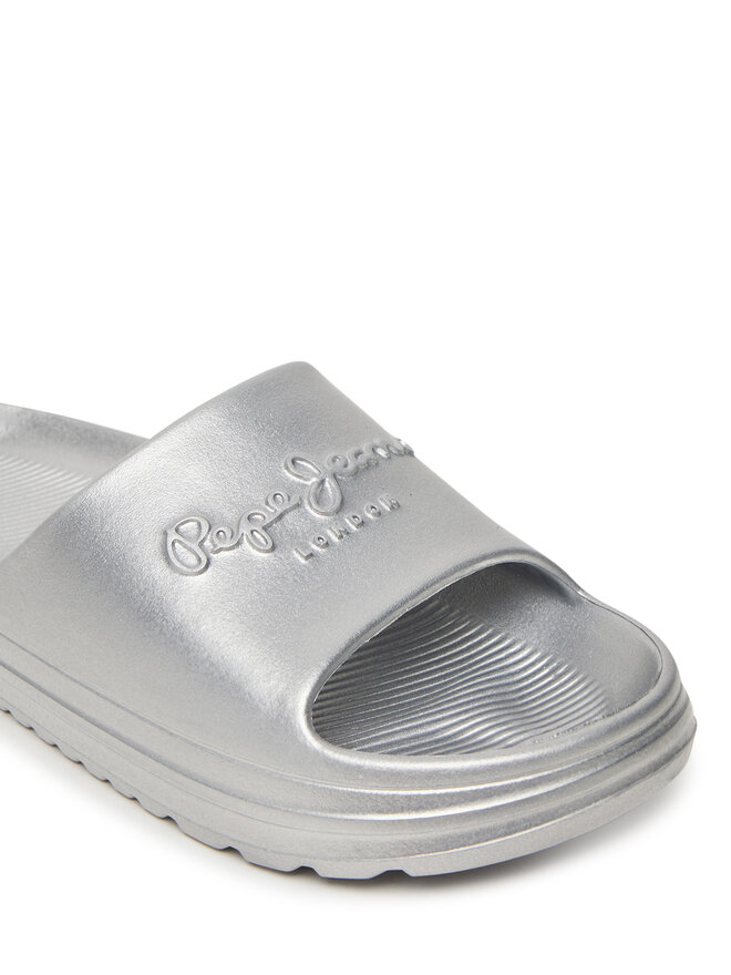 Pepe Jeans Шльопанці Pepe Jeans Beach Slidemet PLS70165 Срібний