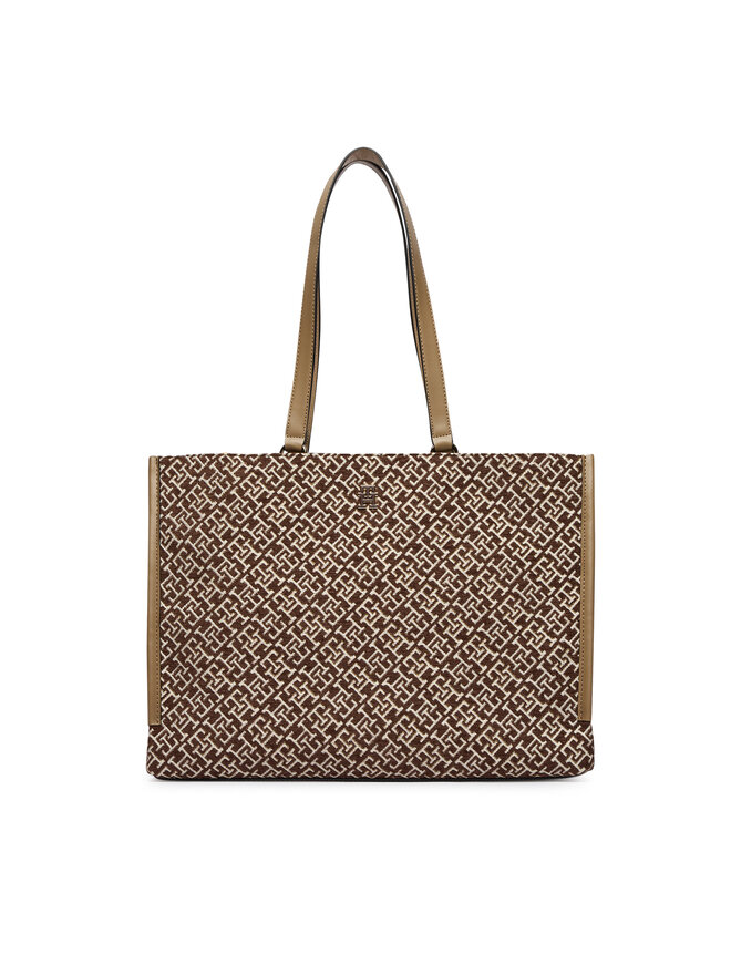 Tommy Hilfiger Handtasche Tommy Hilfiger Th Jacquard Tote AW0AW19009 Braun