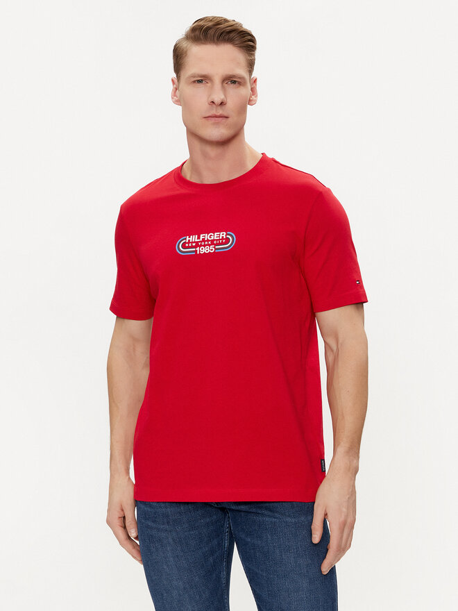 Tommy Hilfiger Tommy Hilfiger Marškinėliai Track Graphic MW0MW34429 Raudona Regular Fit